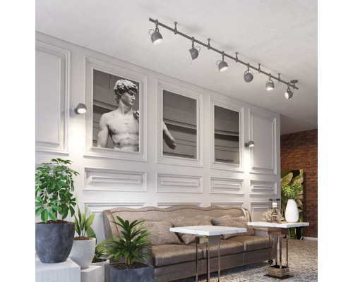 Купить 3803/6TR MODERN ODL19 251 серый/металл Гибкий трек GU10 6*50W 3000х114х294 GRAFFITO ODEON LIGHT| VIVID-LIGHT.RU