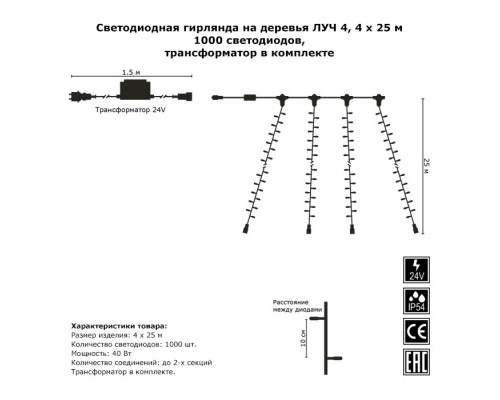 Заказать LED гирлянда на деревья Гирлянда.рф G05-1940| VIVID-LIGHT.RU