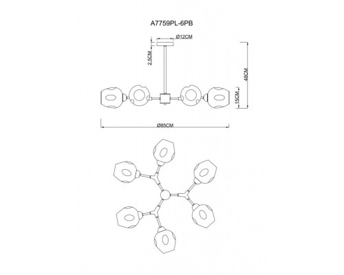 Купить Люстра на штанге ARTE Lamp A7759PL-6PB| VIVID-LIGHT.RU