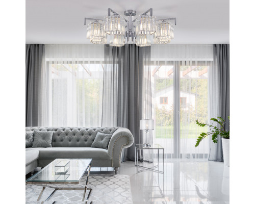 Оформить заказ Люстра на штанге Eurosvet 10117/8 хром/прозрачный хрусталь Strotskis| VIVID-LIGHT.RU