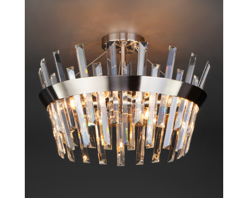 Заказать Люстра на штанге Eurosvet 10111/5 сатин-никель/прозрачный хрусталь Strotskis| VIVID-LIGHT.RU