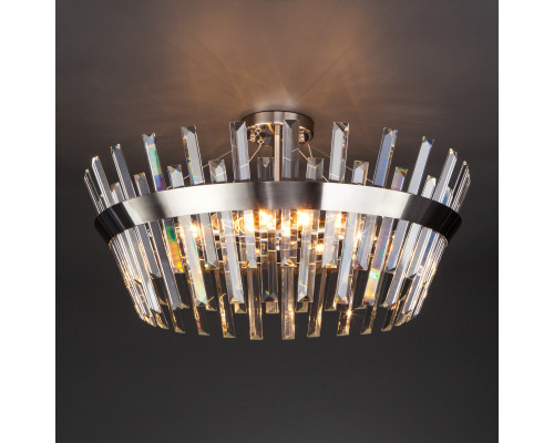 Купить Люстра на штанге Eurosvet 10111/8 сатин-никель / прозрачный хрусталь Strotskis| VIVID-LIGHT.RU