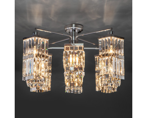 Купить Люстра на штанге Eurosvet 10100/8 хром/прозрачный хрусталь Strotskis| VIVID-LIGHT.RU