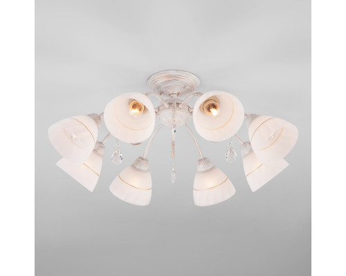 Оформить заказ Люстра на штанге Eurosvet 30156/8 белый с золотом| VIVID-LIGHT.RU