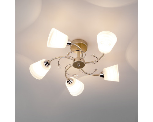 Оформить заказ Люстра на штанге Eurosvet 30147/5 перламутровое золото| VIVID-LIGHT.RU