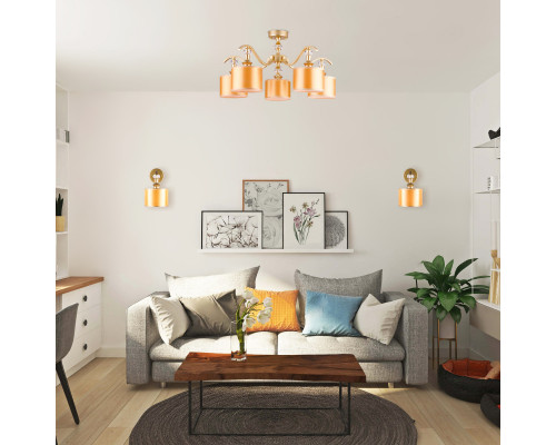 Купить Люстра на штанге Eurosvet 60070/5 перламутровое золото| VIVID-LIGHT.RU