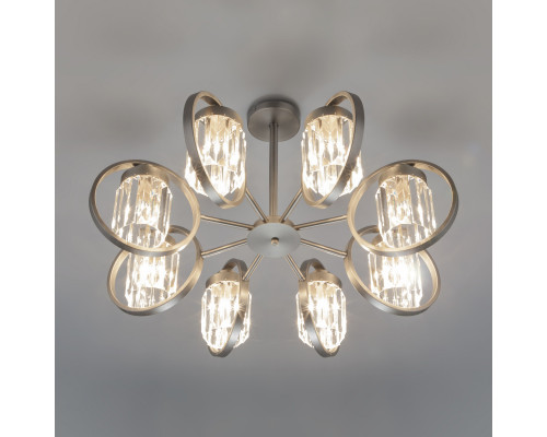 Купить Люстра на штанге Eurosvet 10095/8 сатин-никель/прозрачный хрусталь Strotskis| VIVID-LIGHT.RU