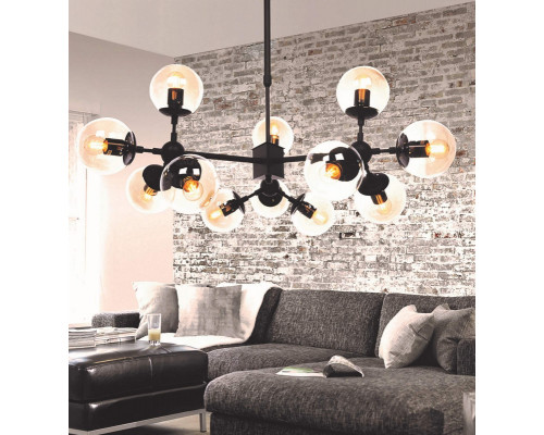 Оформить заказ Люстра на штанге Lumina Deco LDP 160-12 BK| VIVID-LIGHT.RU