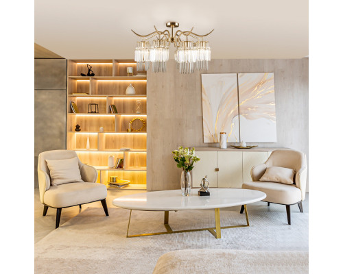 Купить Люстра на штанге Eurosvet 10119/8 золото/прозрачный хрусталь Strotskis| VIVID-LIGHT.RU