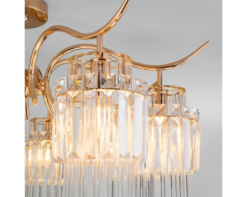 Купить Люстра на штанге Eurosvet 10119/8 золото/прозрачный хрусталь Strotskis| VIVID-LIGHT.RU