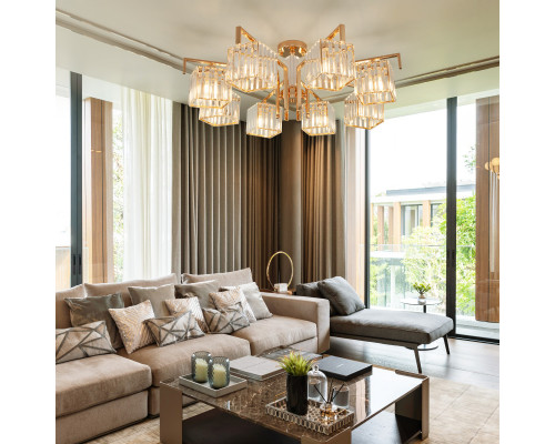 Заказать Люстра на штанге Eurosvet 10126/8 золото/прозрачный хрусталь Strotskis Smart (10117/8)| VIVID-LIGHT.RU