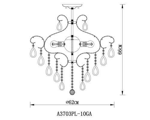 Заказать Люстра на штанге ARTE Lamp A3703PL-10GA| VIVID-LIGHT.RU