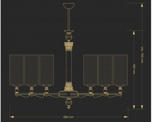 Заказать Люстра на штанге Kutek MER-ZW-6(N)| VIVID-LIGHT.RU