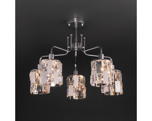 Купить Люстра на штанге Eurosvet 10101/5 хром/прозрачный хрусталь Strotskis| VIVID-LIGHT.RU