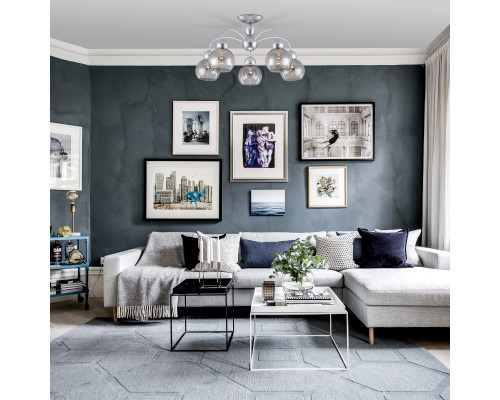 Оформить заказ Люстра на штанге Eurosvet 30148/5 серебро| VIVID-LIGHT.RU