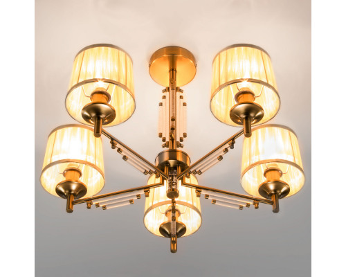 Купить Люстра на штанге Eurosvet 60081/5 золотая бронза| VIVID-LIGHT.RU