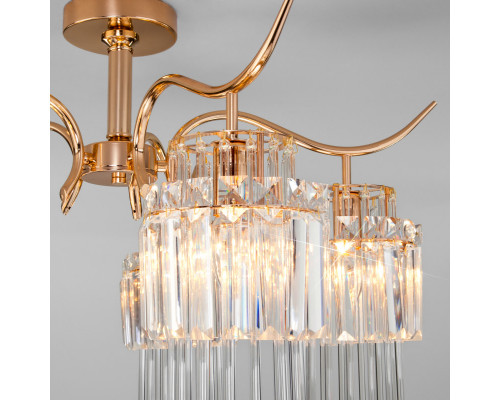 Сделать заказ Люстра на штанге Eurosvet 10119/5 золото/прозрачный хрусталь Strotskis| VIVID-LIGHT.RU