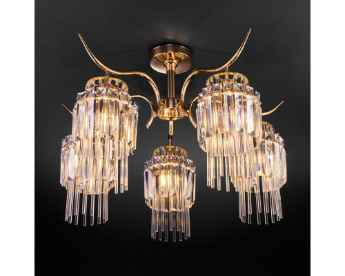 Сделать заказ Люстра на штанге Eurosvet 10119/5 золото/прозрачный хрусталь Strotskis| VIVID-LIGHT.RU