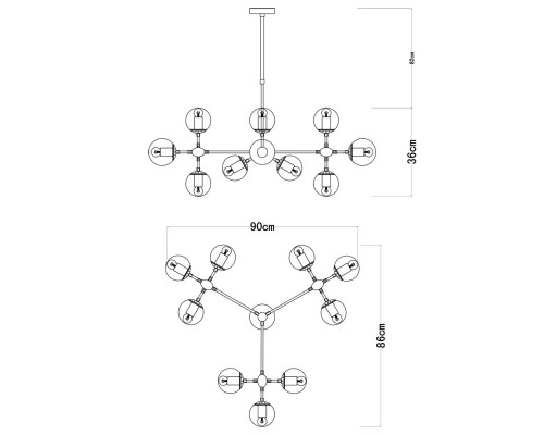 Купить Люстра на штанге ARTE Lamp A1664SP-12BK| VIVID-LIGHT.RU