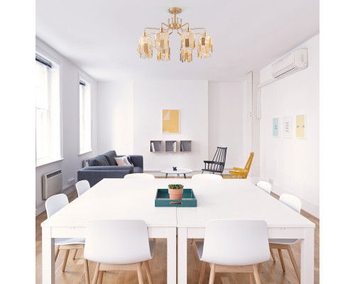 Сделать заказ Люстра на штанге Eurosvet 10101/8 перламутровое золото/прозрачный хрусталь Strotskis| VIVID-LIGHT.RU