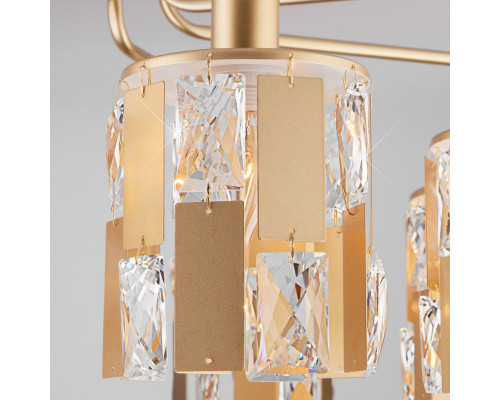 Купить Люстра на штанге Eurosvet 10101/5 перламутровое золото/прозрачный хрусталь Strotskis| VIVID-LIGHT.RU
