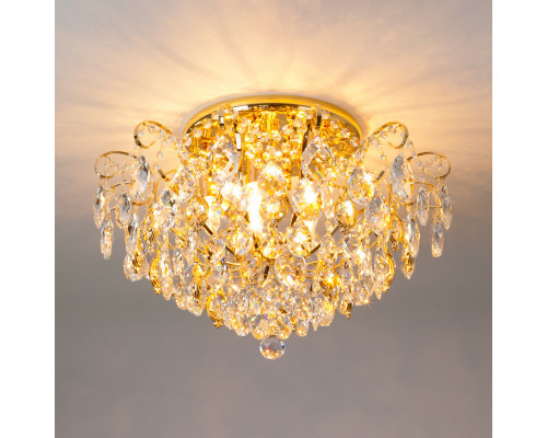 Купить Люстра на штанге Eurosvet 10081/6 золото/прозрачный хрусталь Strotskis| VIVID-LIGHT.RU