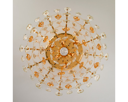 Купить Люстра на штанге Eurosvet 10081/6 золото/прозрачный хрусталь Strotskis| VIVID-LIGHT.RU