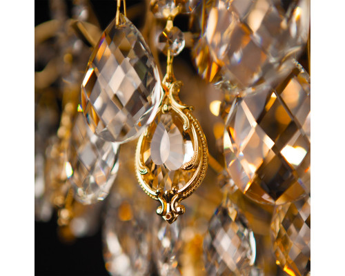 Купить Люстра на штанге Eurosvet 10081/6 золото/прозрачный хрусталь Strotskis| VIVID-LIGHT.RU