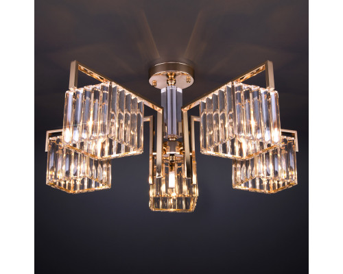 Сделать заказ Люстра на штанге Eurosvet 10126/5 золото/прозрачный хрусталь Strotskis Smart (10117/5)| VIVID-LIGHT.RU