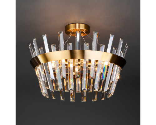 Заказать Люстра на штанге Eurosvet 10111/5 золотая бронза / прозрачный хрусталь Strotskis| VIVID-LIGHT.RU