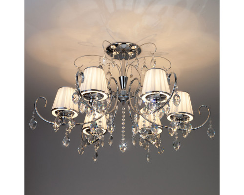 Купить Люстра на штанге Eurosvet 10021/6 хром/прозрачный хрусталь Strotskis| VIVID-LIGHT.RU