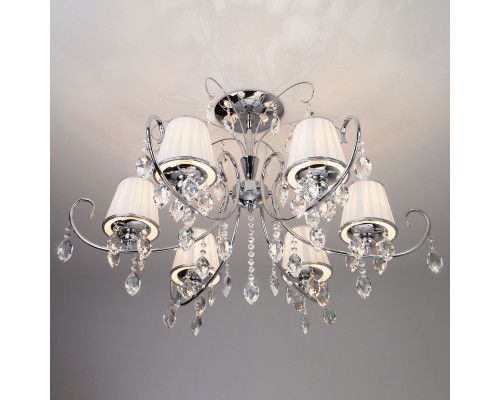Купить Люстра на штанге Eurosvet 10021/6 хром/прозрачный хрусталь Strotskis| VIVID-LIGHT.RU
