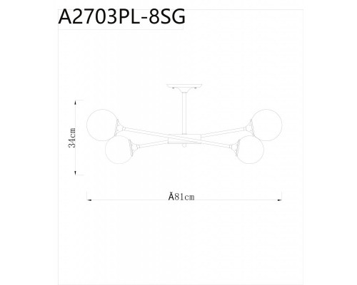 Купить Люстра на штанге ARTE Lamp A2703PL-8SG| VIVID-LIGHT.RU