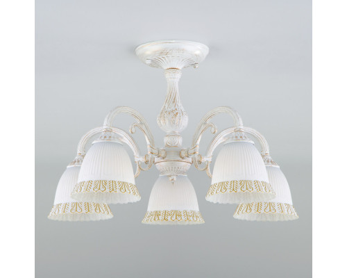 Заказать Люстра на штанге Eurosvet 60107/5 белый с золотом| VIVID-LIGHT.RU