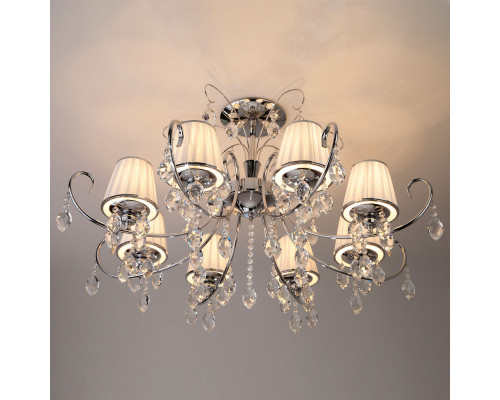 Купить Люстра на штанге Eurosvet 10021/8 хром/прозрачный хрусталь Strotskis| VIVID-LIGHT.RU