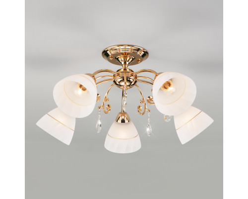 Купить Люстра на штанге Eurosvet 30156/5 золото| VIVID-LIGHT.RU