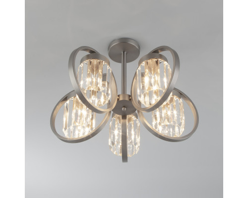 Заказать Люстра на штанге Eurosvet 10095/5 сатин-никель/прозрачный хрусталь Strotskis| VIVID-LIGHT.RU