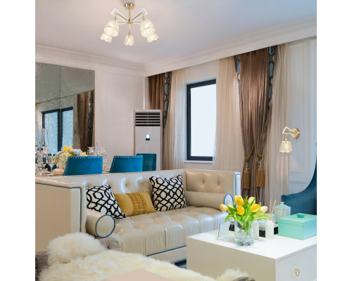 Купить Люстра на штанге Eurosvet 60082/5 золотая бронза| VIVID-LIGHT.RU