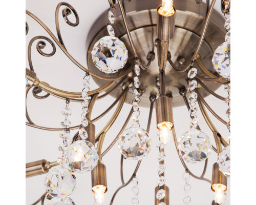 Оформить заказ Люстра на штанге Eurosvet 10042/12 античная бронза/прозрачный хрусталь| VIVID-LIGHT.RU