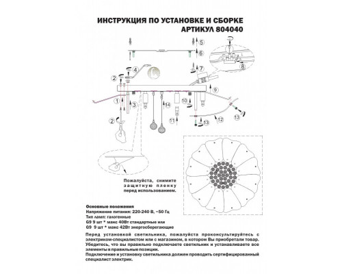Оформить заказ Накладная люстра Lightstar 804040| VIVID-LIGHT.RU