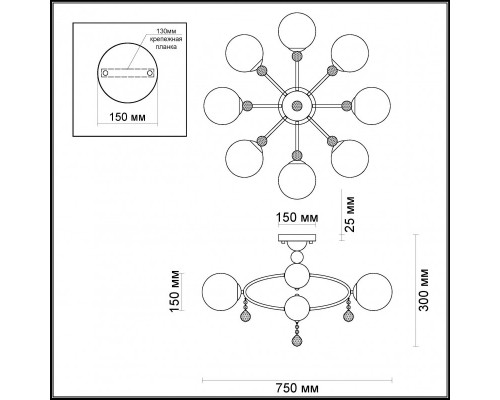 Заказать Накладная люстра Odeon Light 3953/8C| VIVID-LIGHT.RU