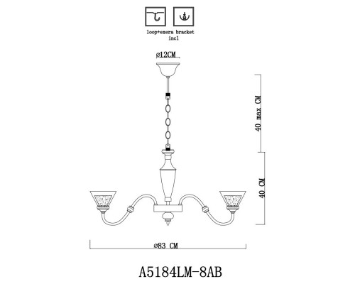 Заказать Подвесная люстра ARTE Lamp A5184LM-8AB| VIVID-LIGHT.RU