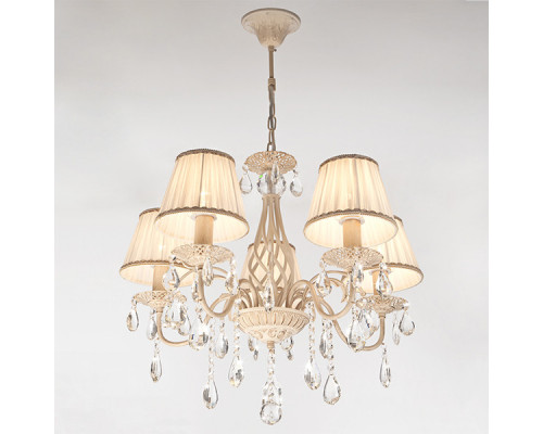 Оформить заказ Подвесная люстра Eurosvet 10054/5 белый с золотом/прозрачный хрусталь Strotskis| VIVID-LIGHT.RU