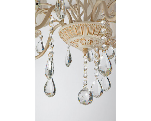 Оформить заказ Подвесная люстра Eurosvet 10054/5 белый с золотом/прозрачный хрусталь Strotskis| VIVID-LIGHT.RU