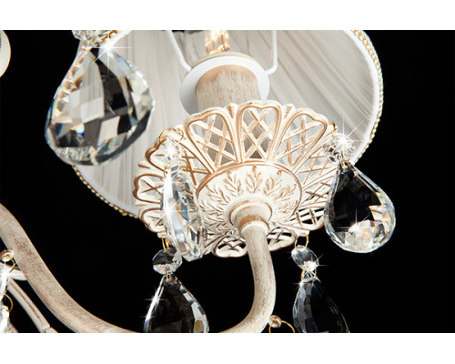 Оформить заказ Подвесная люстра Eurosvet 10054/5 белый с золотом/прозрачный хрусталь Strotskis| VIVID-LIGHT.RU