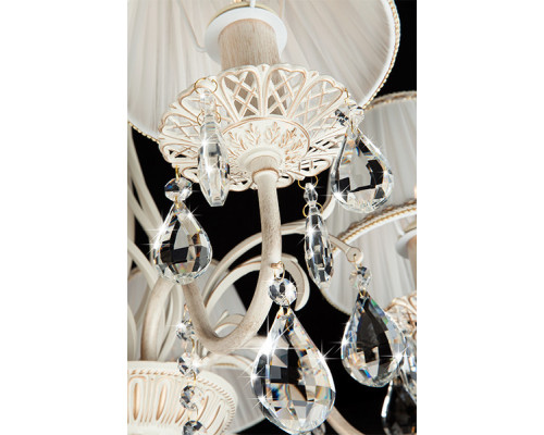 Оформить заказ Подвесная люстра Eurosvet 10054/5 белый с золотом/прозрачный хрусталь Strotskis| VIVID-LIGHT.RU