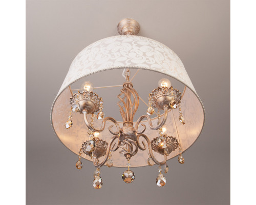 Оформить заказ Подвесная люстра Eurosvet 10008/4 белый с золотом/тонированный хрусталь Strotskis| VIVID-LIGHT.RU