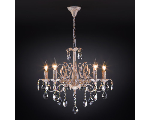 Сделать заказ Подвесная люстра Eurosvet 3113/5 белый с золотом/прозрачный хрусталь Strotskis| VIVID-LIGHT.RU