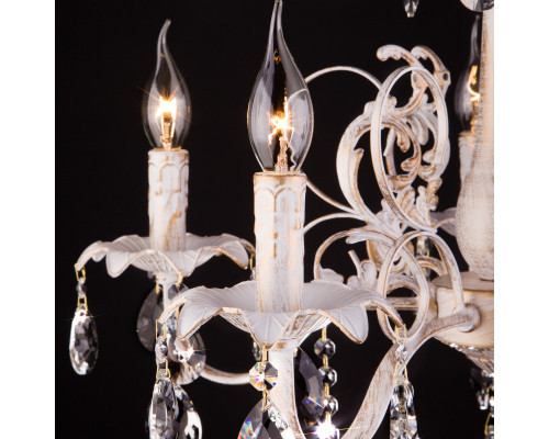 Сделать заказ Подвесная люстра Eurosvet 3113/5 белый с золотом/прозрачный хрусталь Strotskis| VIVID-LIGHT.RU