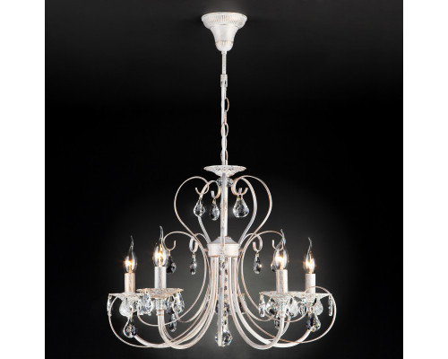 Заказать Подвесная люстра Eurosvet 3305/5 белый с золотом/прозрачный хрусталь Strotskis| VIVID-LIGHT.RU